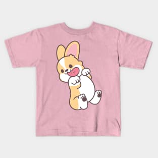 Cute Corgi Tongue Out Belly Rub Kids T-Shirt